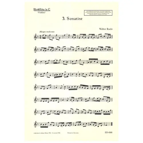 Sonatine N.3 Fur C Blockflote