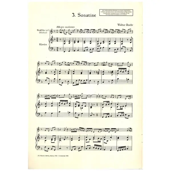 Sonatine N.3 Fur C Blockflote