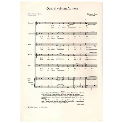Quali di voi scend', o muse - madrigal