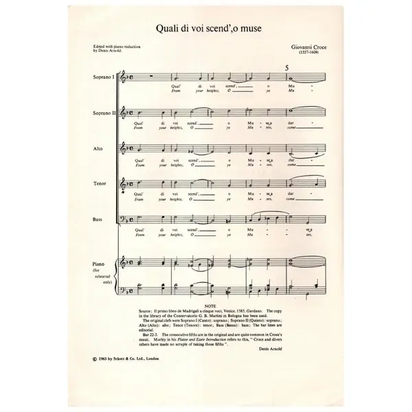 Quali di voi scend', o muse - madrigal