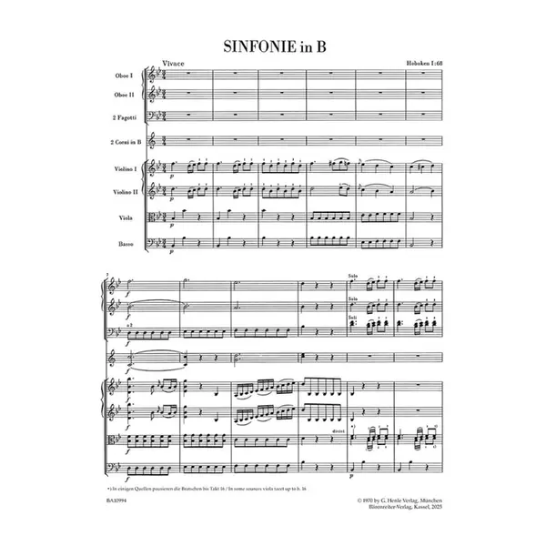 Symphony in B-flat major Hob. I:68 - Score
