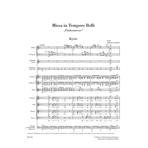 Mass in Time of War Hob. XXII:9 - Score