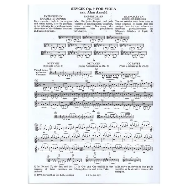 Sevcik for Viola – Opus 9 Preparatory Studies in Double-Stopping
