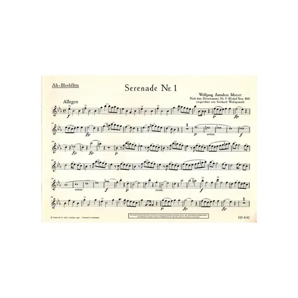 Sechs Serenaden - I Es Dur -  fur altblockflote und klavier