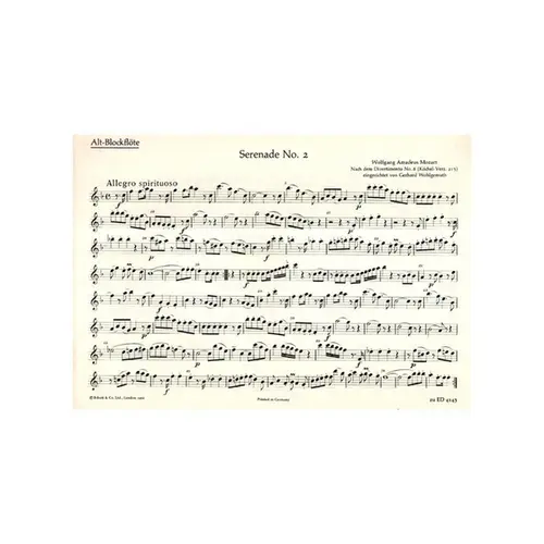 Sechs Serenaden - II F Dur - fur altblockflote und piano