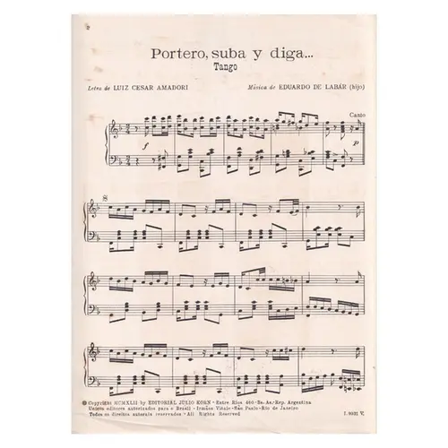 Portero, Suba Y Diga.. Tango  (Edição Antiga)