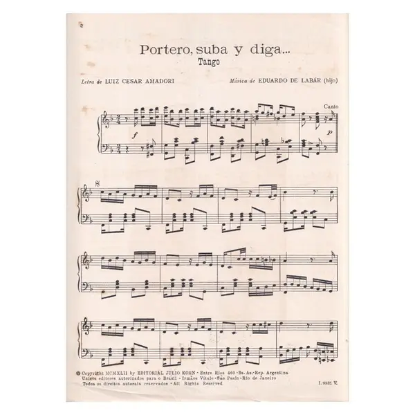 Portero, Suba Y Diga.. Tango  (Edição Antiga)