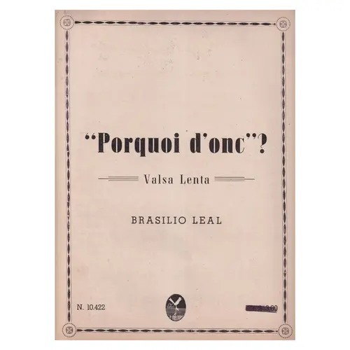 Porquoi D`Onc? - Valsa Lenta  (Edição Antiga)