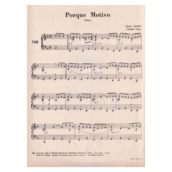 Porque Motivo  - Bolero  (Edição Antiga)