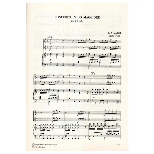 Concerto in Do Maggiore per 2 trombe e piano RV 537