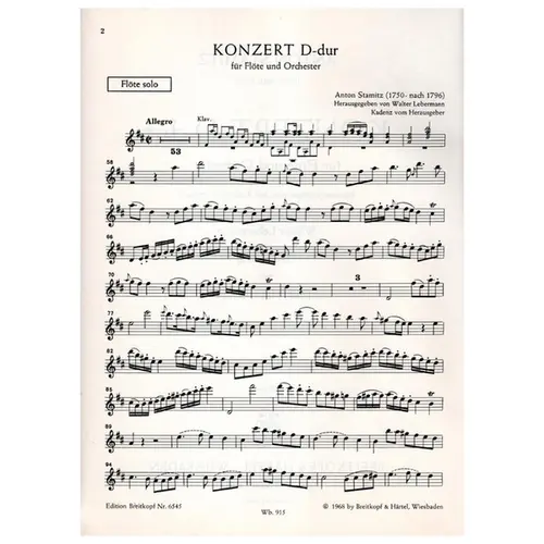 Konzert D-Dur Para Flauta