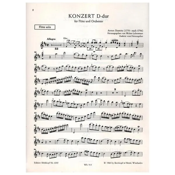 Konzert D-Dur Para Flauta