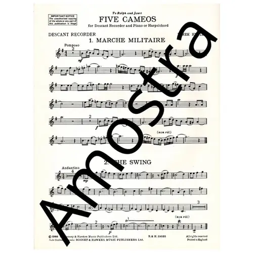 Five Cameos para recorder and piano