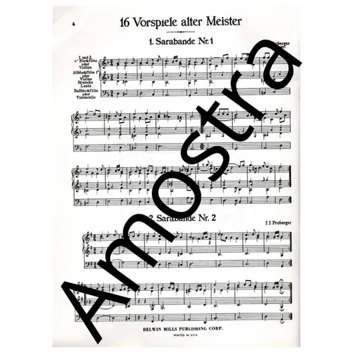 16 preludes of old master for 4 recorders