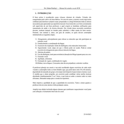 Manual de estudos vocais - um centena de exercícios em português do Schola Cantorum de Brasilia