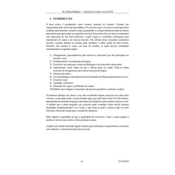 Manual de estudos vocais - um centena de exercícios em português do Schola Cantorum de Brasilia