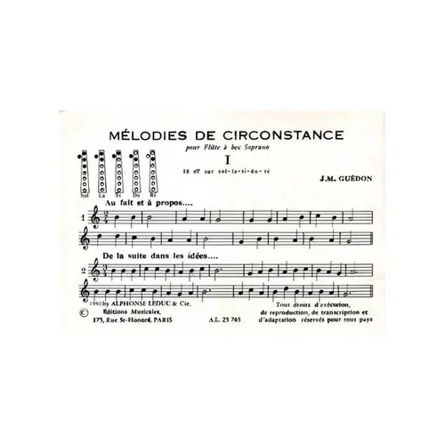 Melodies de Circonstance pour flute a bec soprano