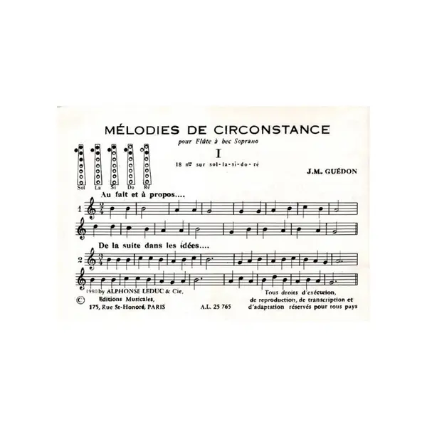 Melodies de Circonstance pour flute a bec soprano