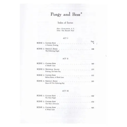 Porgy and Bess Vocal Score