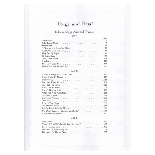 Porgy and Bess Vocal Score