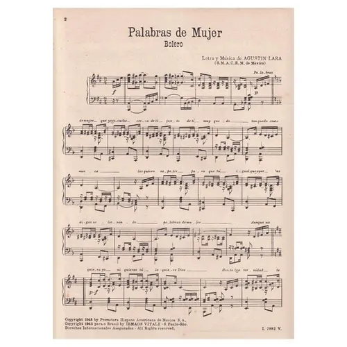 Palabras De Mujer  - Bolero