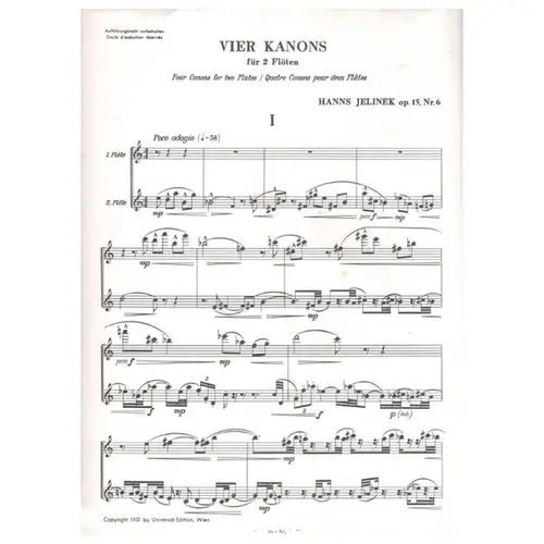 Vier Kanons Fur 2 Floten - Op.15 N.6 - Zwolftonwerk