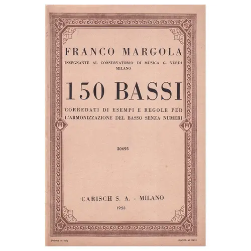150 bassi per l'armonizzazione del basso senza numeri