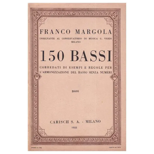 150 bassi per l'armonizzazione del basso senza numeri
