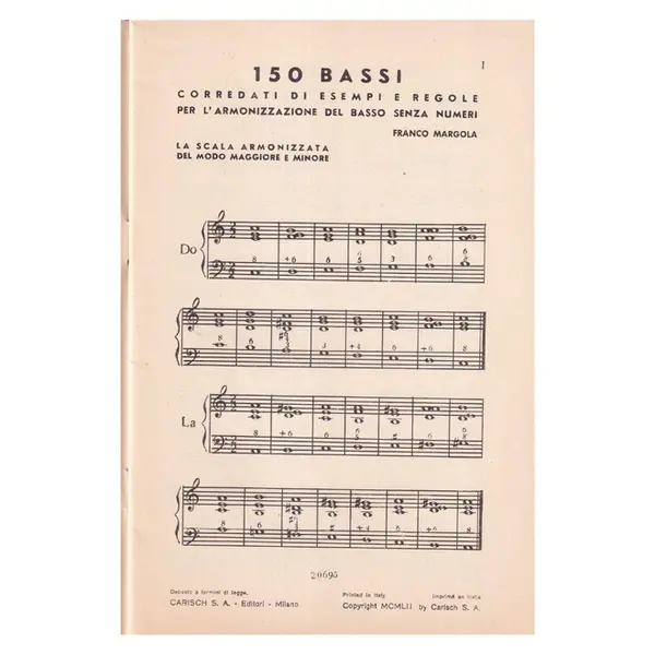 150 bassi per l'armonizzazione del basso senza numeri