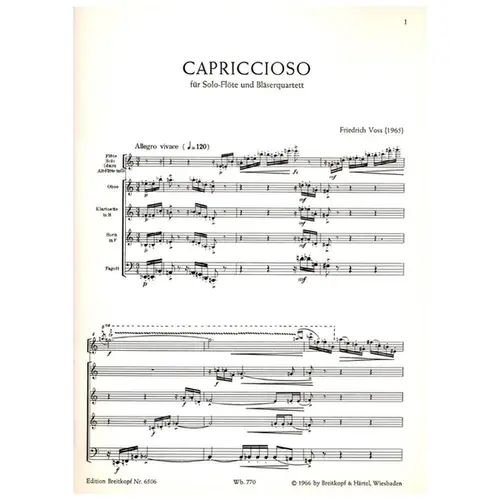 Capriccioso fur Solo-flote und blaserquartett