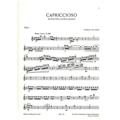 Capriccioso fur Solo-flote und blaserquartett