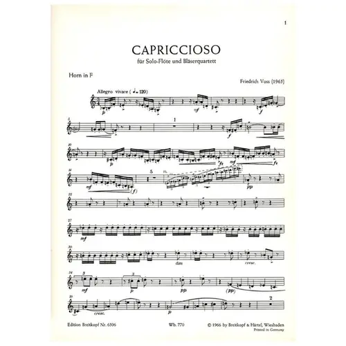 Capriccioso fur Solo-flote und blaserquartett