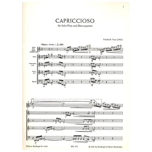 Capriccioso fur Solo-flote und blaserquartett