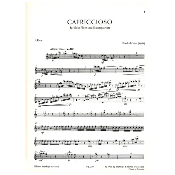 Capriccioso fur Solo-flote und blaserquartett