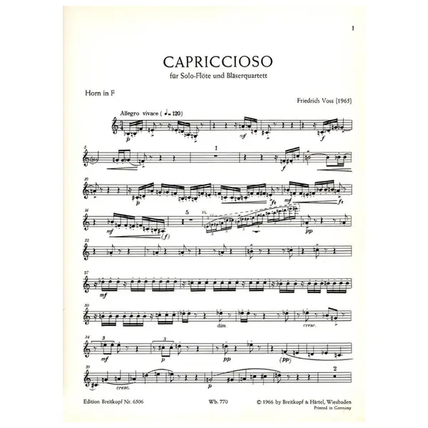 Capriccioso fur Solo-flote und blaserquartett