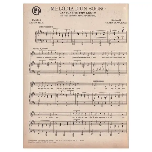 Melodia D'un Sogno - Canzone Slow