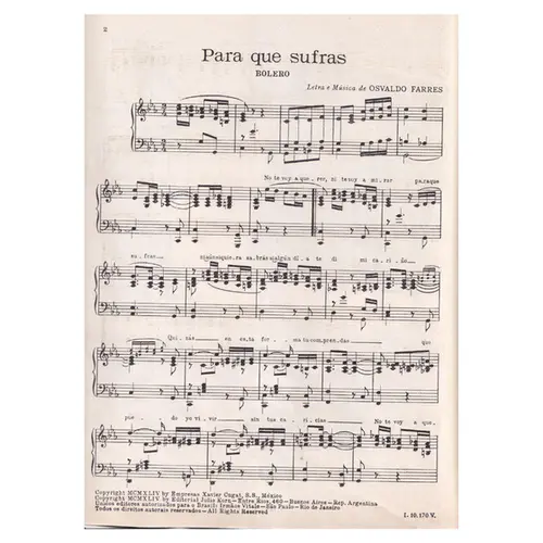 Para Que Sufras  - Bolero  (Edição Antiga)
