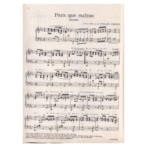 Para Que Sufras  - Bolero  (Edição Antiga)