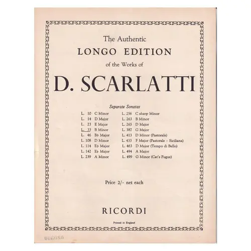 Sonata L.33 B Minor