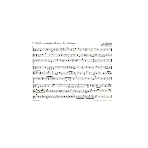 Selected Minuets for descant Recorder and Basso continuo