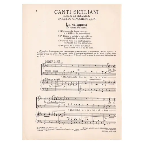 Canti Siciliani - Op.81  (Edição Antiga)