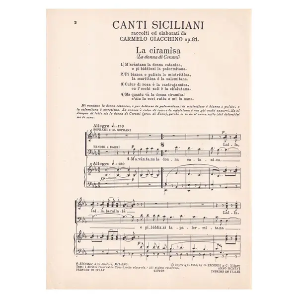 Canti Siciliani - Op.81  (Edição Antiga)