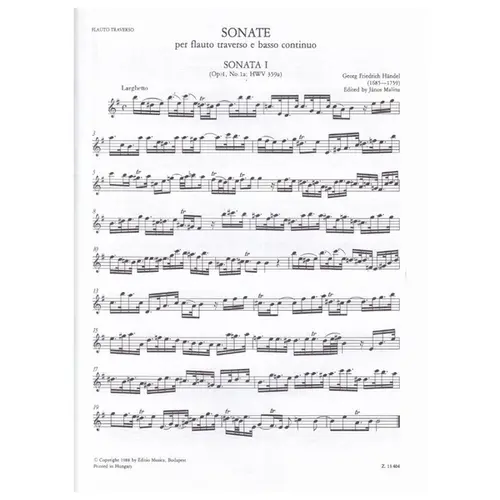 Sonate Per Flauto Traverso e basso continuo - Vol.1 - Urtext
