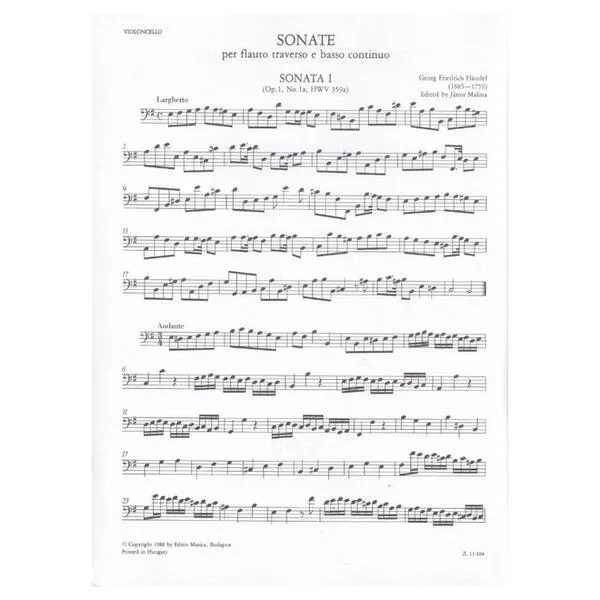 Sonate Per Flauto Traverso e basso continuo - Vol.1 - Urtext