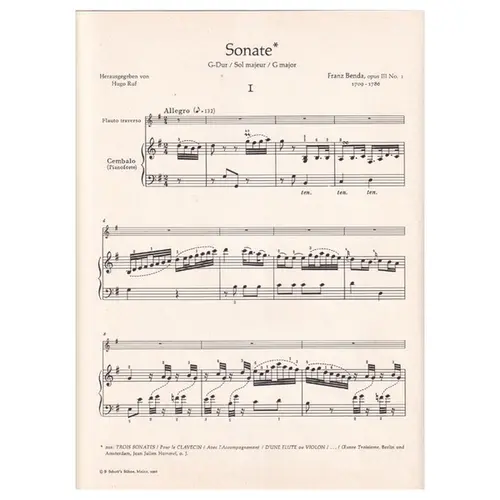 Sonate G-Dur fur querflote und cembalo op. III n. 1