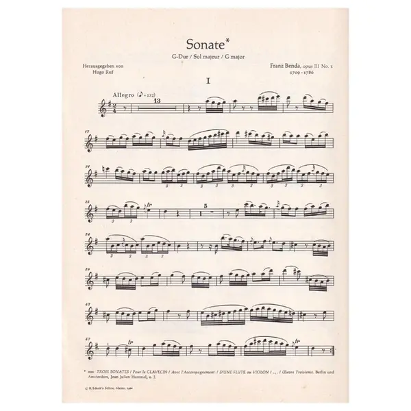 Sonate G-Dur fur querflote und cembalo op. III n. 1