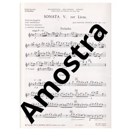 Sonata V. 1er Livre - Alt Blockflote und Tasteninstrument