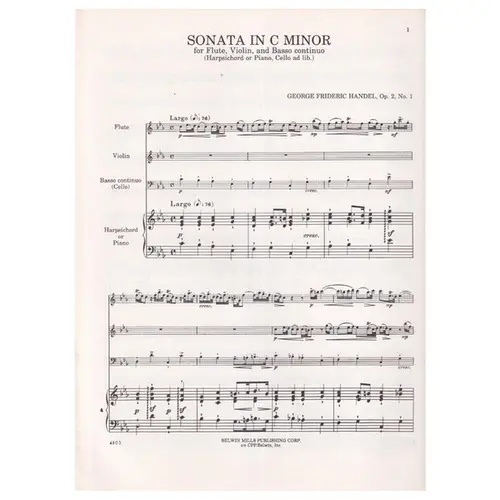 Sonata In C Minor Op.2 N.1 for flute, violin and basso continuo