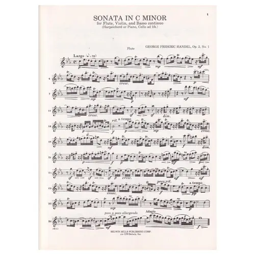 Sonata In C Minor Op.2 N.1 for flute, violin and basso continuo