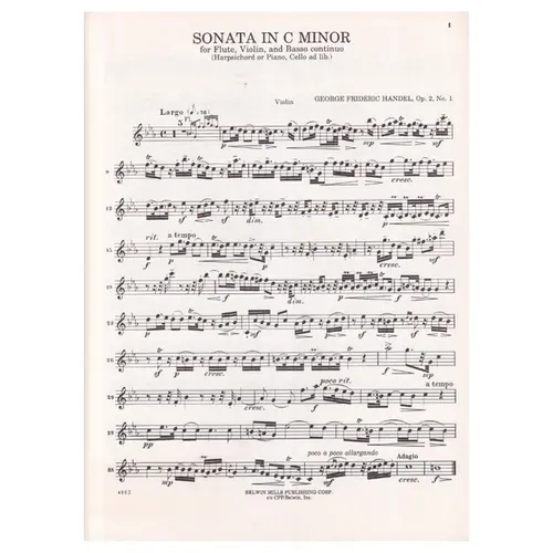 Sonata In C Minor Op.2 N.1 for flute, violin and basso continuo